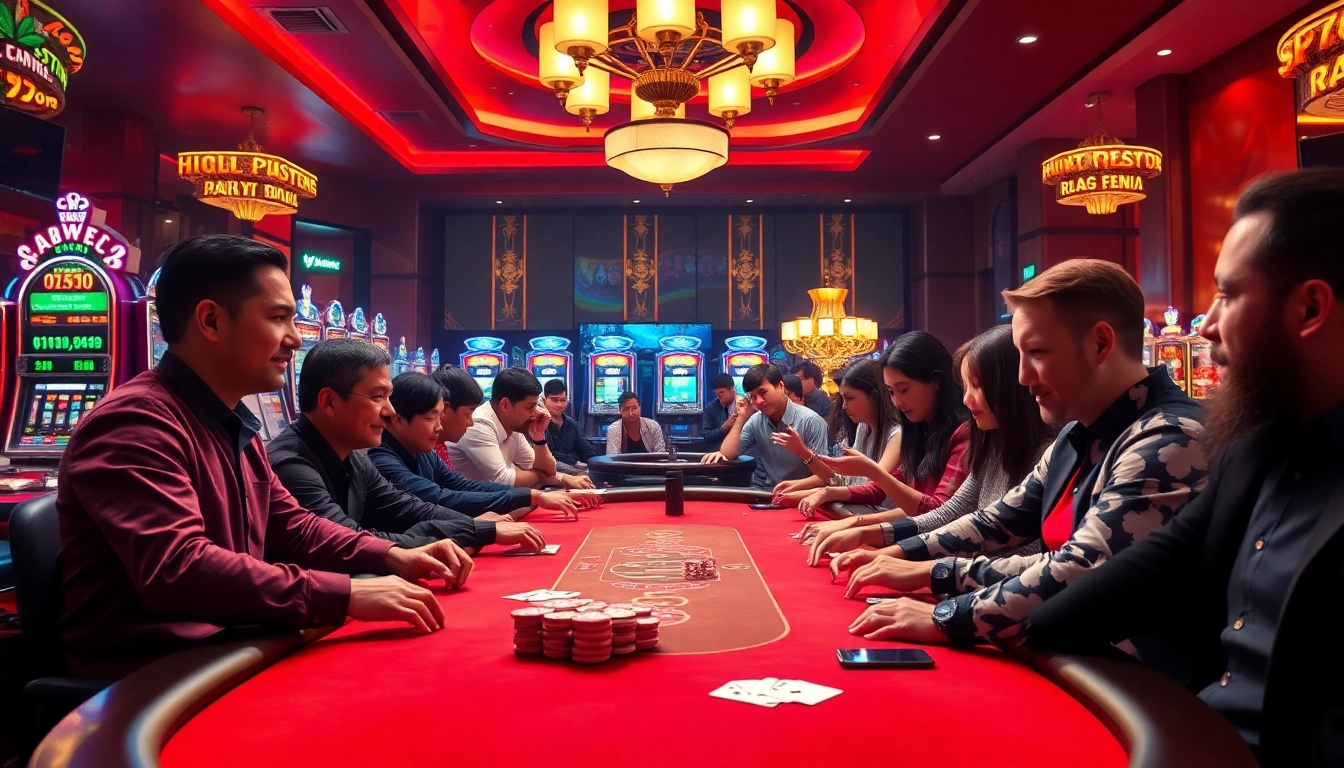 Experience a thrilling poker game at https://vipwin79.org/ with vibrant players and luxury casino ambiance.
