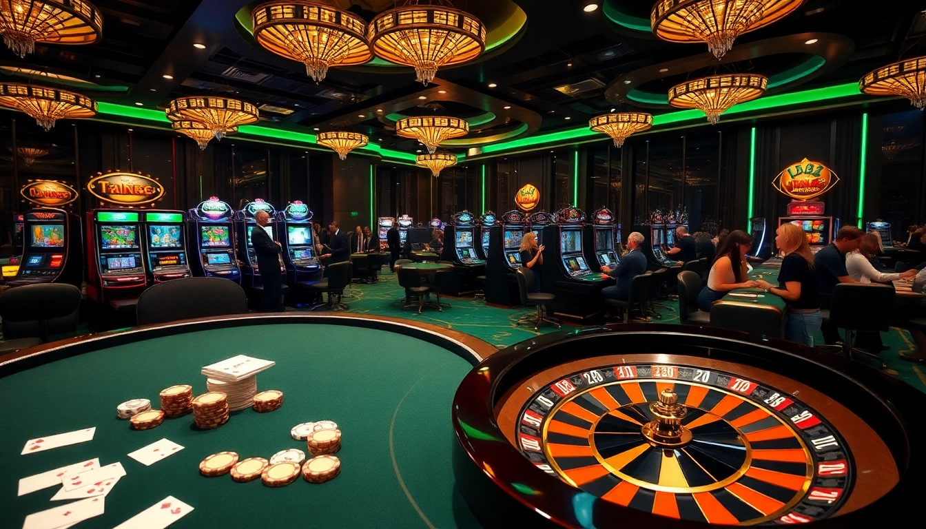 Experience thrilling gaming at TV88 with poker tables and vibrant slot machines.
