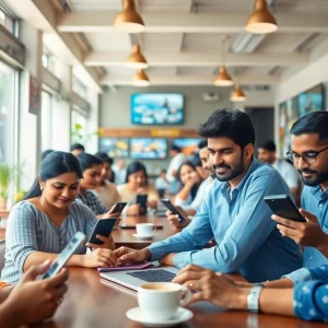 Interactive marketplace showing Hela Ad users engaged in browsing and connecting.