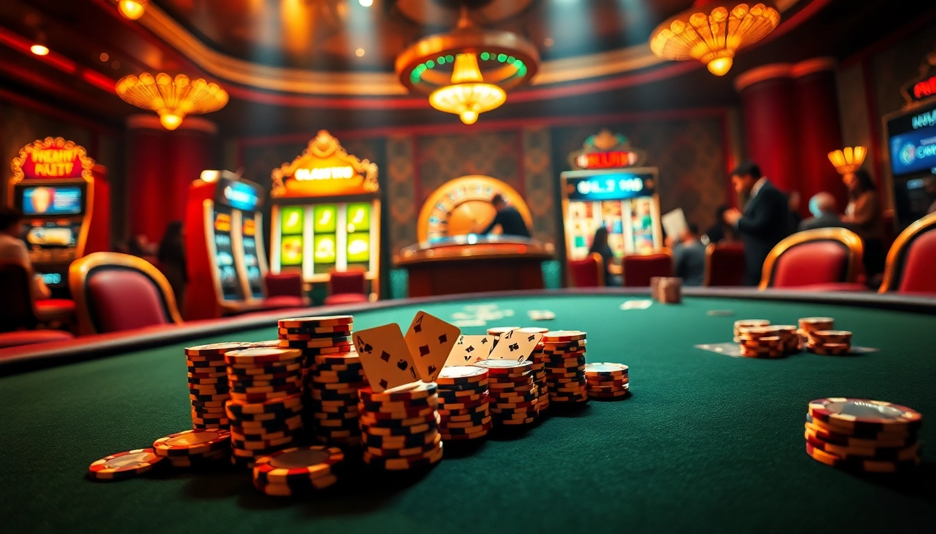 Experience the thrill at https://may88us.com/ with vibrant casino tables and excited players.