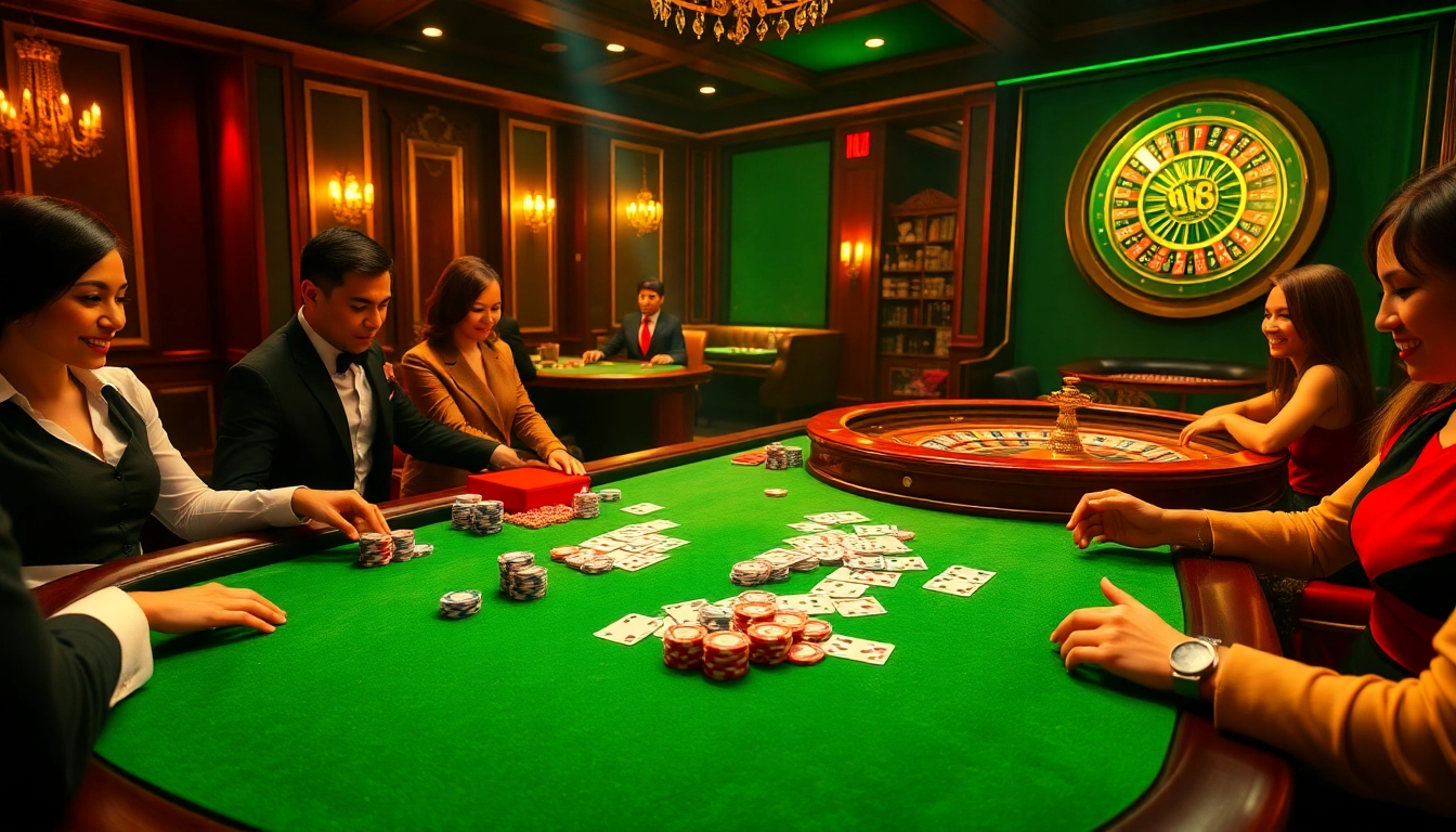 Experience the exhilarating atmosphere of the red88 game with players engaged in high-stakes casino action.