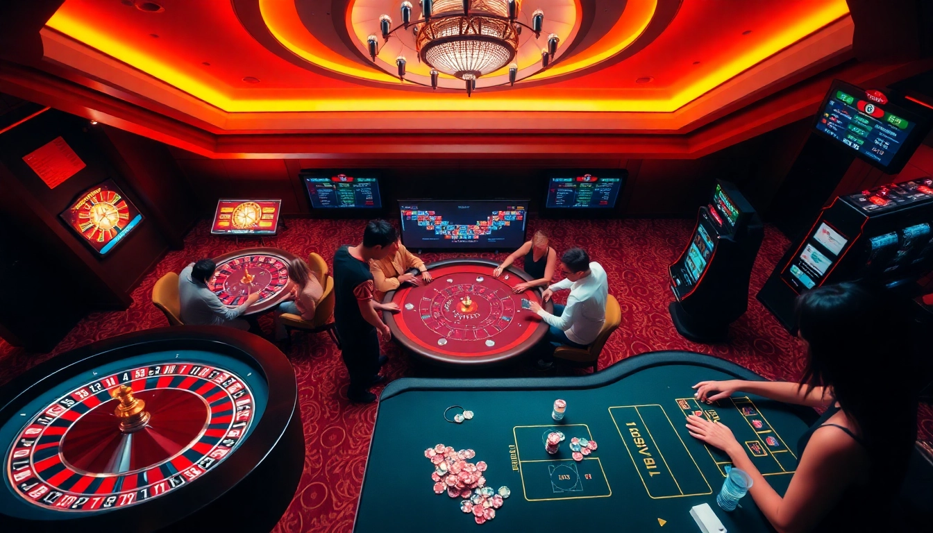 Experience casino excitement at https://tx88.us.org/, featuring vibrant roulette and poker scenes.