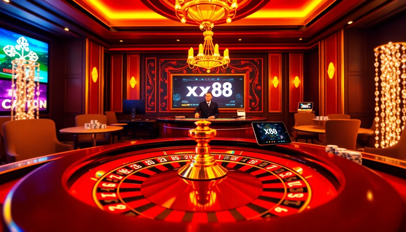 Experience the excitement of gambling at xx88's state-of-the-art casino, with glamorous tables and modern interfaces.