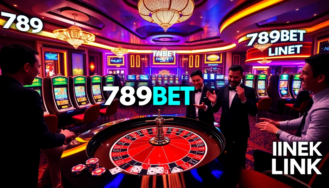 Experience excitement at the casino with 789BET LINK showcased on the roulette table.