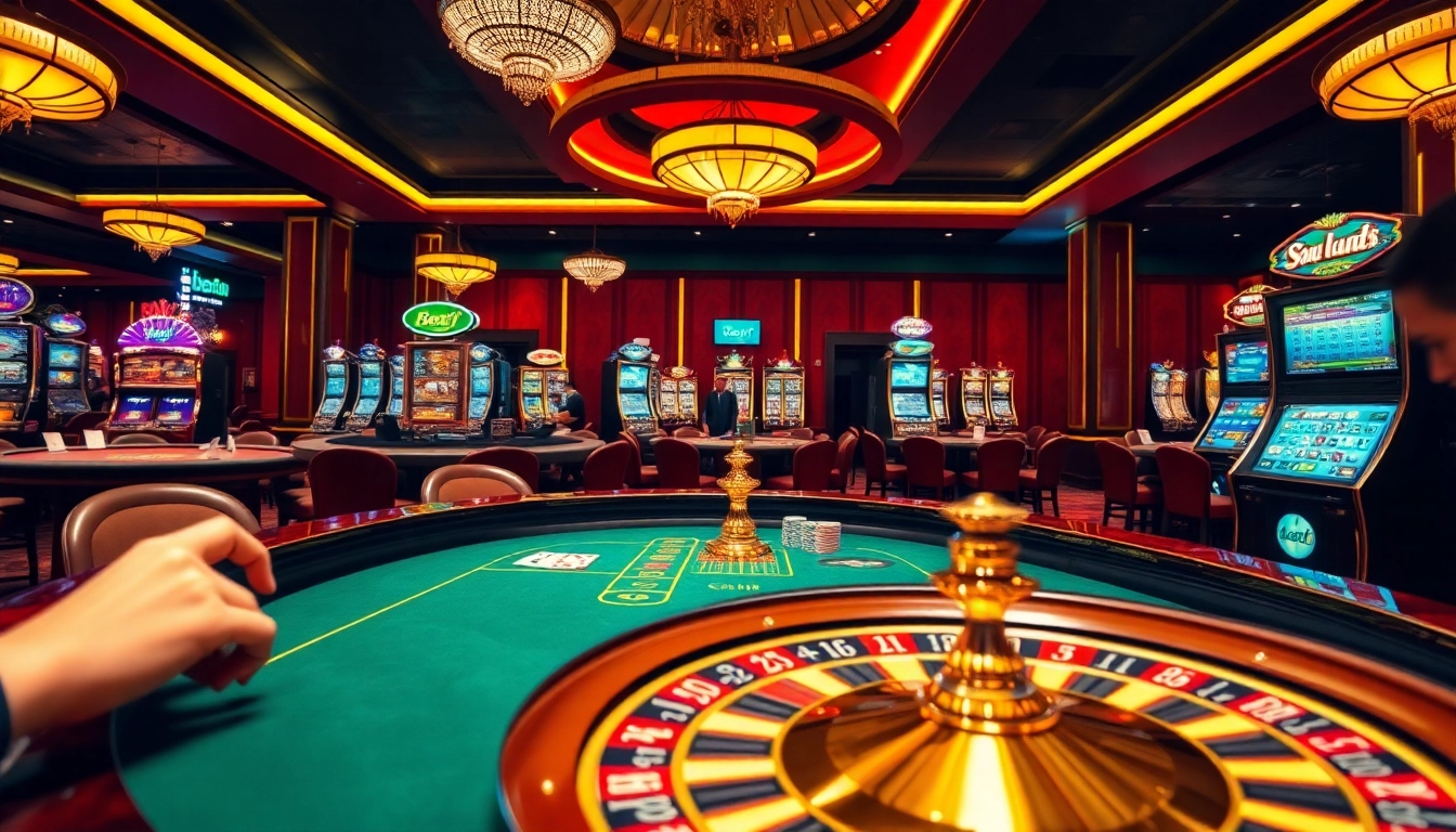 Experience the thrill of betting at bet789 with glamorous casino gaming tables and players in action.