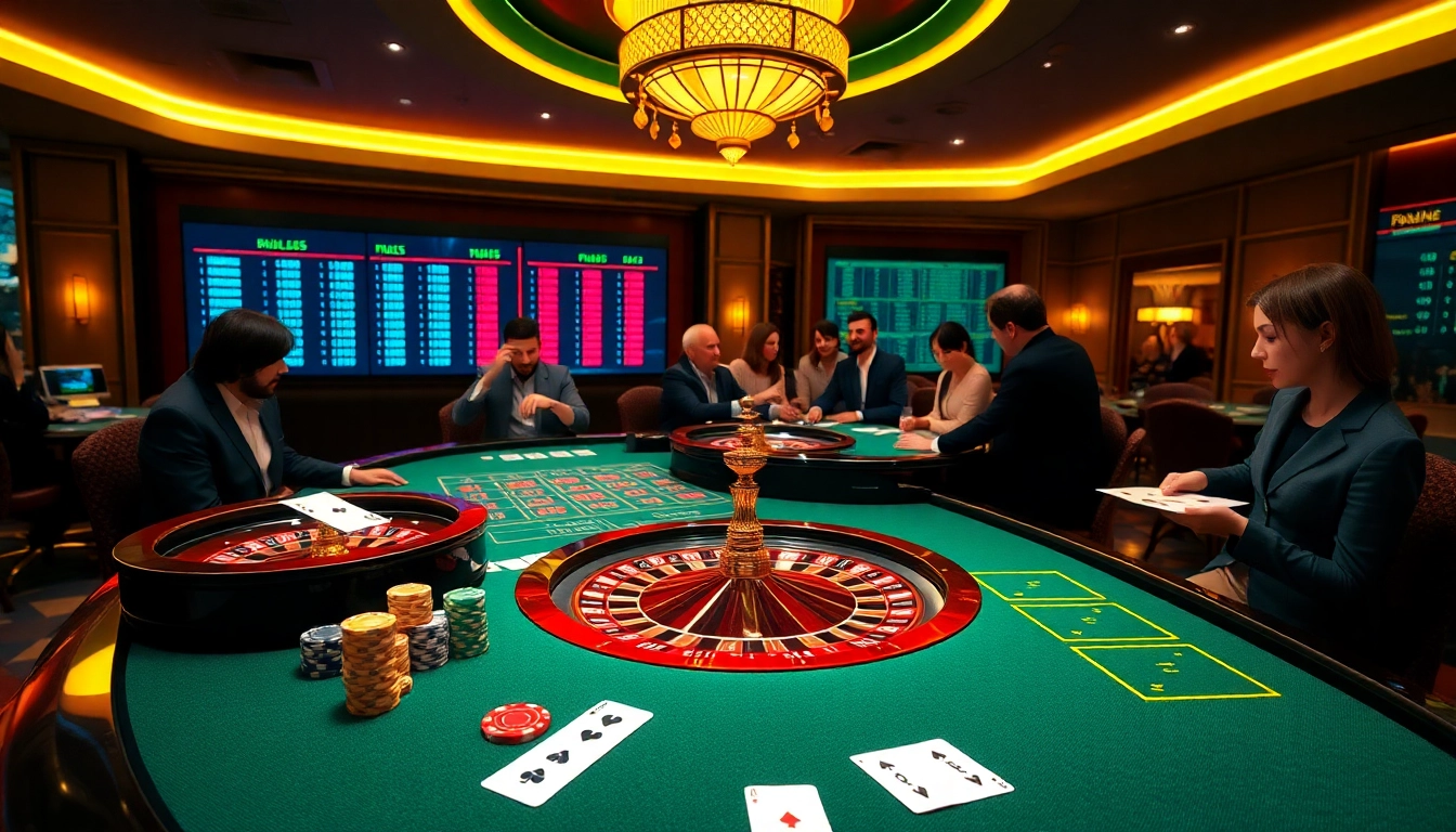 A dynamic casino scene showcasing player engagement and betting at f168.com.