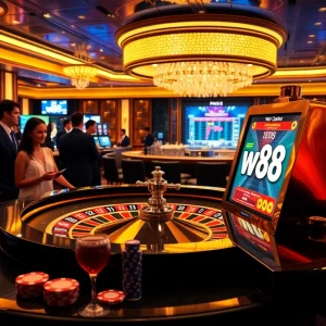 Engaged players enjoying a thrilling casino experience at ww88 with roulette and slot machines.
