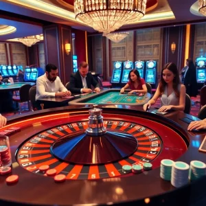 Experience the thrill of F168 at a glamorous casino with roulette and poker action.