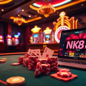 Experience the excitement of NK88 Com with vibrant casino elements and poker action.