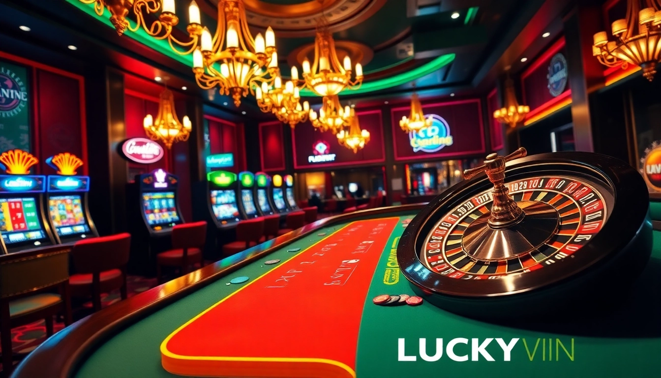LUCKYWIN casino scene showcasing vibrant gaming and excitement at a roulette table.