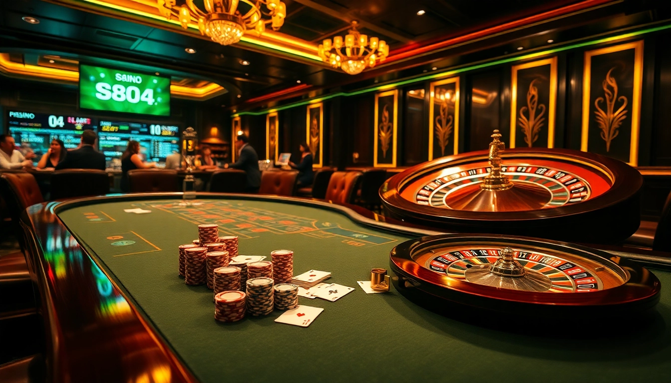 Experience high-stakes gaming at S804.COM with vibrant casino tables and engaging players.