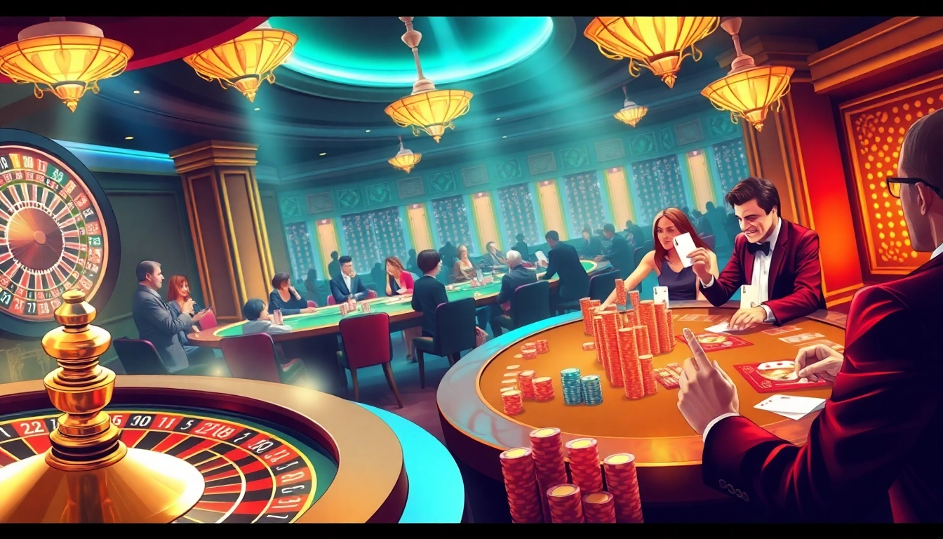 An engaged player celebrates a win with f168 poker chips at a luxurious casino table.