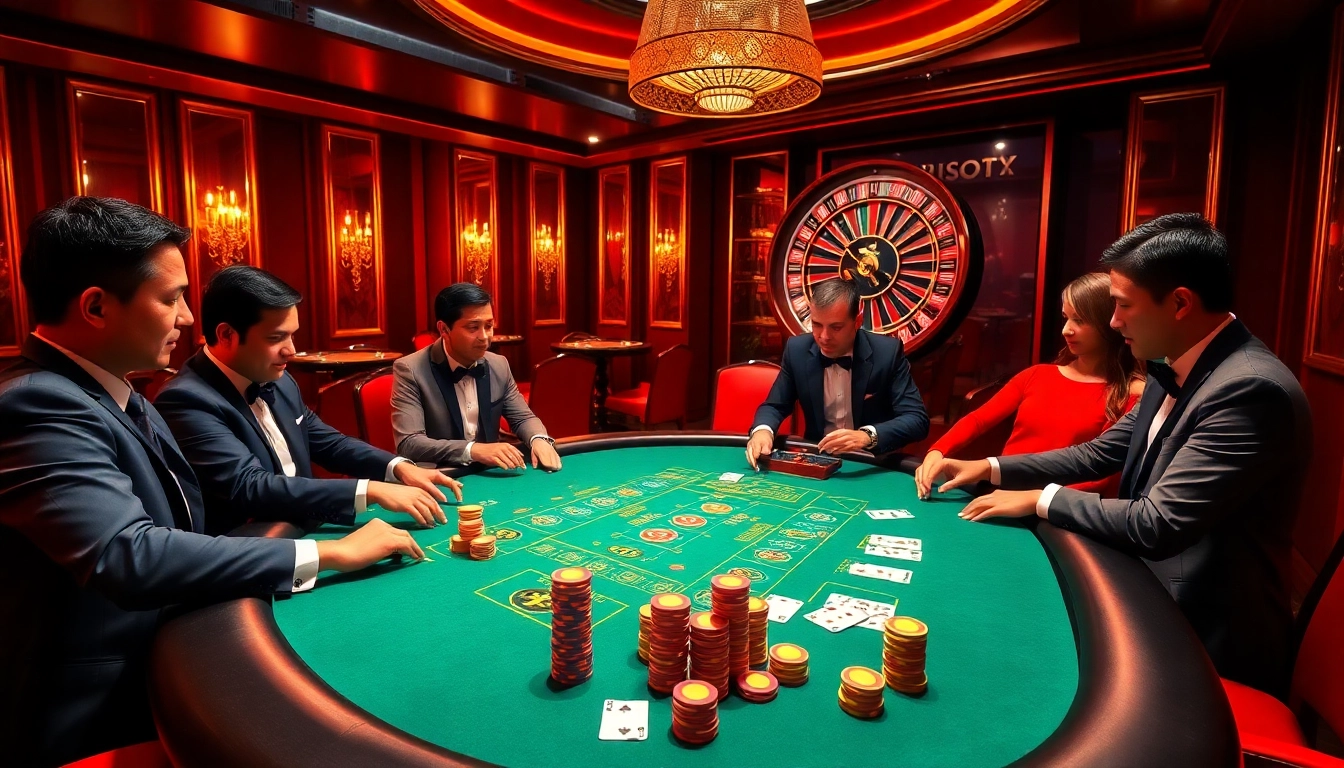 Experience a thrilling poker game scene at 8kbet with luxurious decor and excited players.