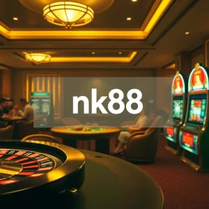 Players engaging in dynamic casino activities at nk88 with roulette, blackjack, and slots.