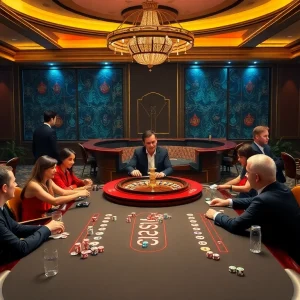 Experience the thrill of gaming at luck8 casino with vibrant tables and eager players.