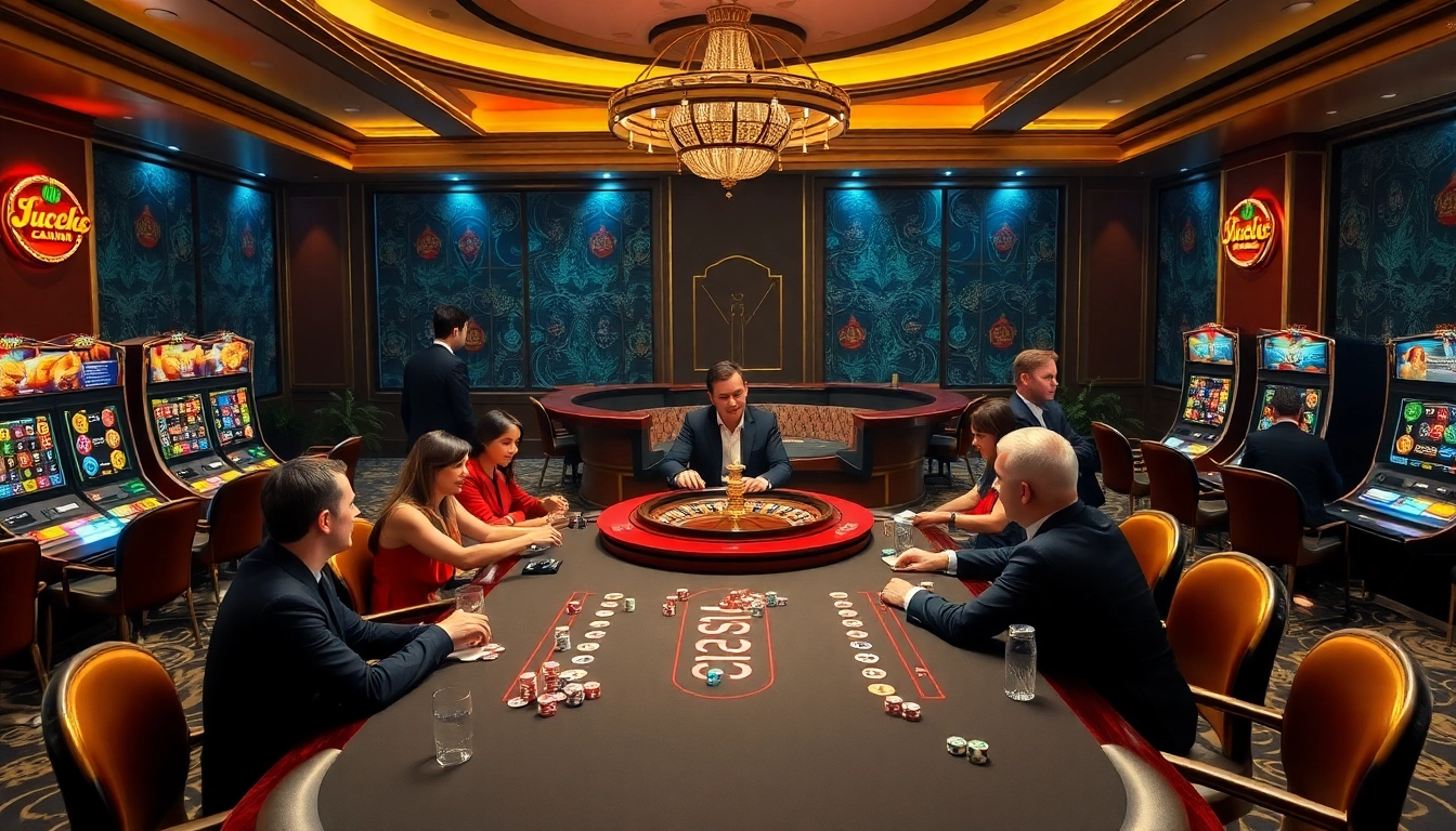 Experience the thrill of gaming at luck8 casino with vibrant tables and eager players.