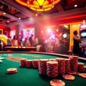 Experience thrilling gaming at GG88 with an exciting casino scene featuring poker, roulette, and slots.
