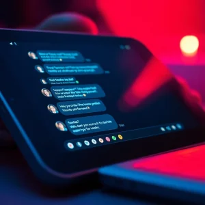 A captivating nsfw ai chatbot interface illuminated with warm tones, showcasing digital interaction.