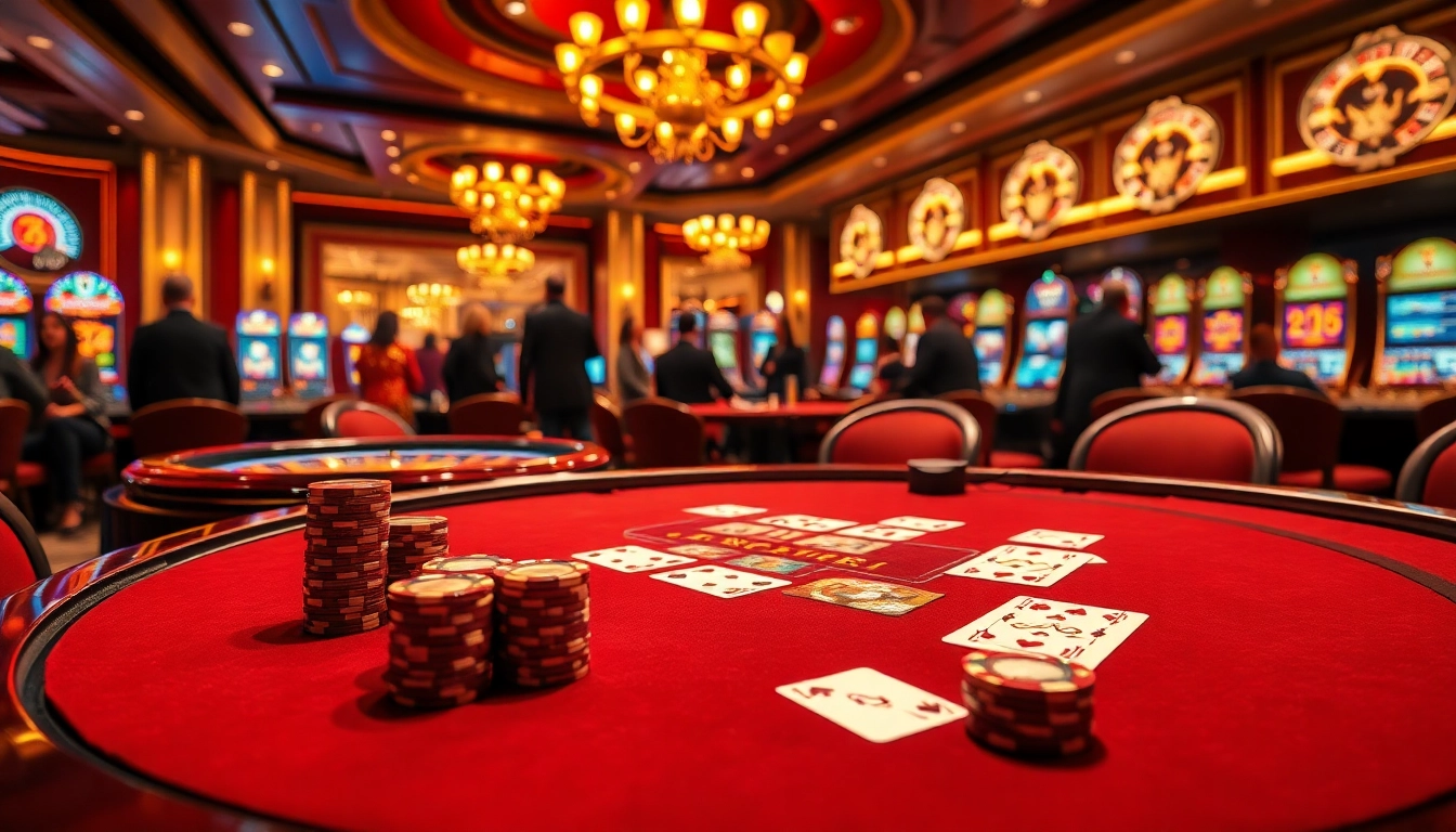 KJC-themed poker table with luxurious casino elements, enhancing excitement for gamblers.