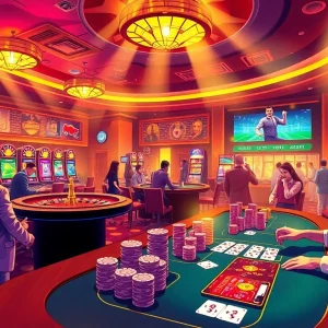 Players experiencing the thrill of betting at XX88's vibrant casino scene with live action.