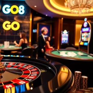 Players enjoying a thrilling game at https://go8f.com/ featuring roulette and poker chips.
