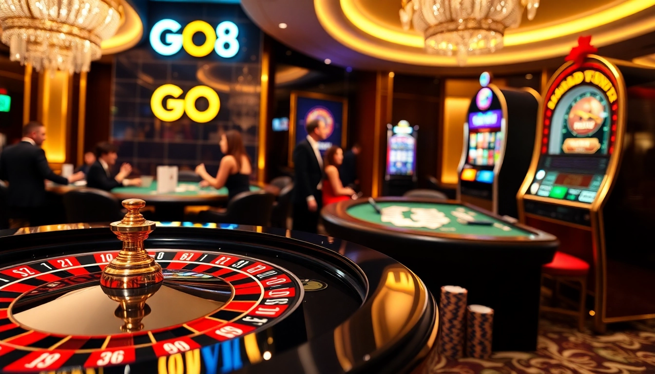Players enjoying a thrilling game at https://go8f.com/ featuring roulette and poker chips.