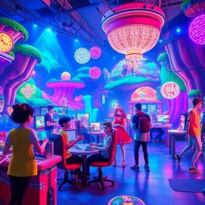 Vibrant scene from an XXX game showcasing animated characters in a dynamic gaming environment.