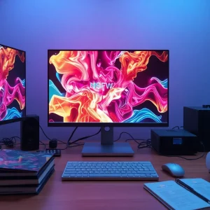 Innovative workspace for ai nsfw image generation showcasing advanced technology and vibrant artwork