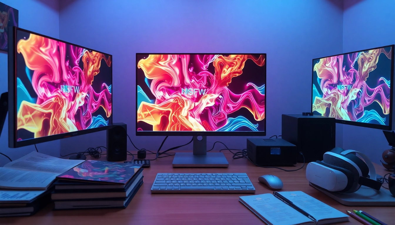 Innovative workspace for ai nsfw image generation showcasing advanced technology and vibrant artwork