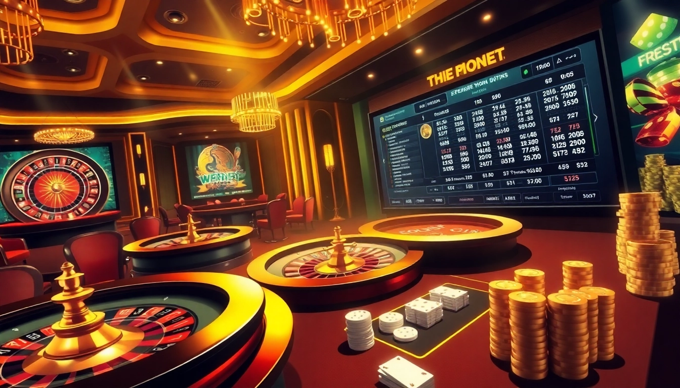 Experience the thrill of 88i bet with a vibrant casino scene featuring roulette and poker.