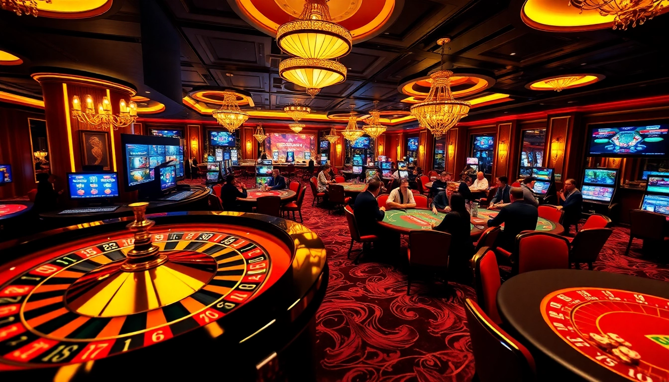 Action-packed gaming scene at Rikvip casino, with roulette and poker tables in play.