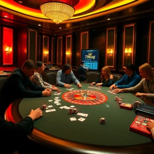 Experience the thrill with 79King at a luxurious poker table, immersing in high-stakes action.