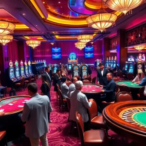 Experience high-stakes gaming excitement at https://go8.cash/ with vibrant casino tables and slot machines.