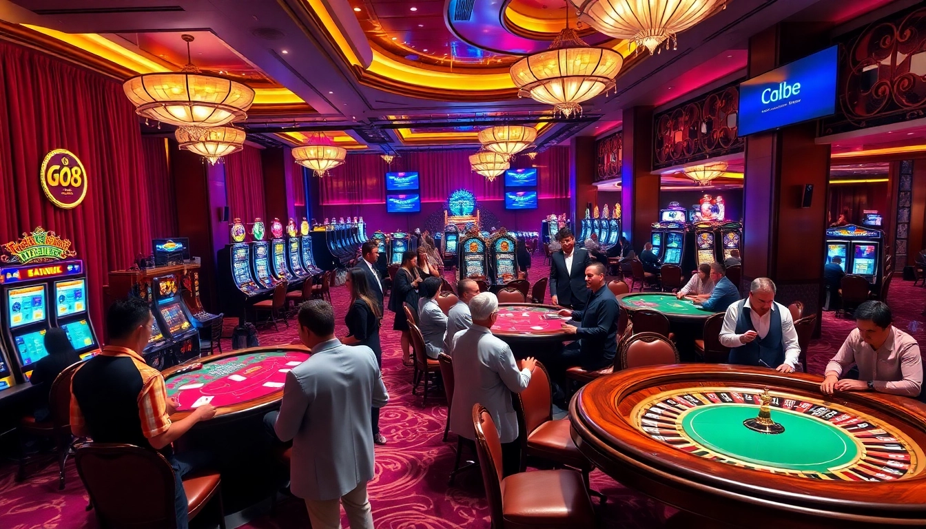 Experience high-stakes gaming excitement at https://go8.cash/ with vibrant casino tables and slot machines.