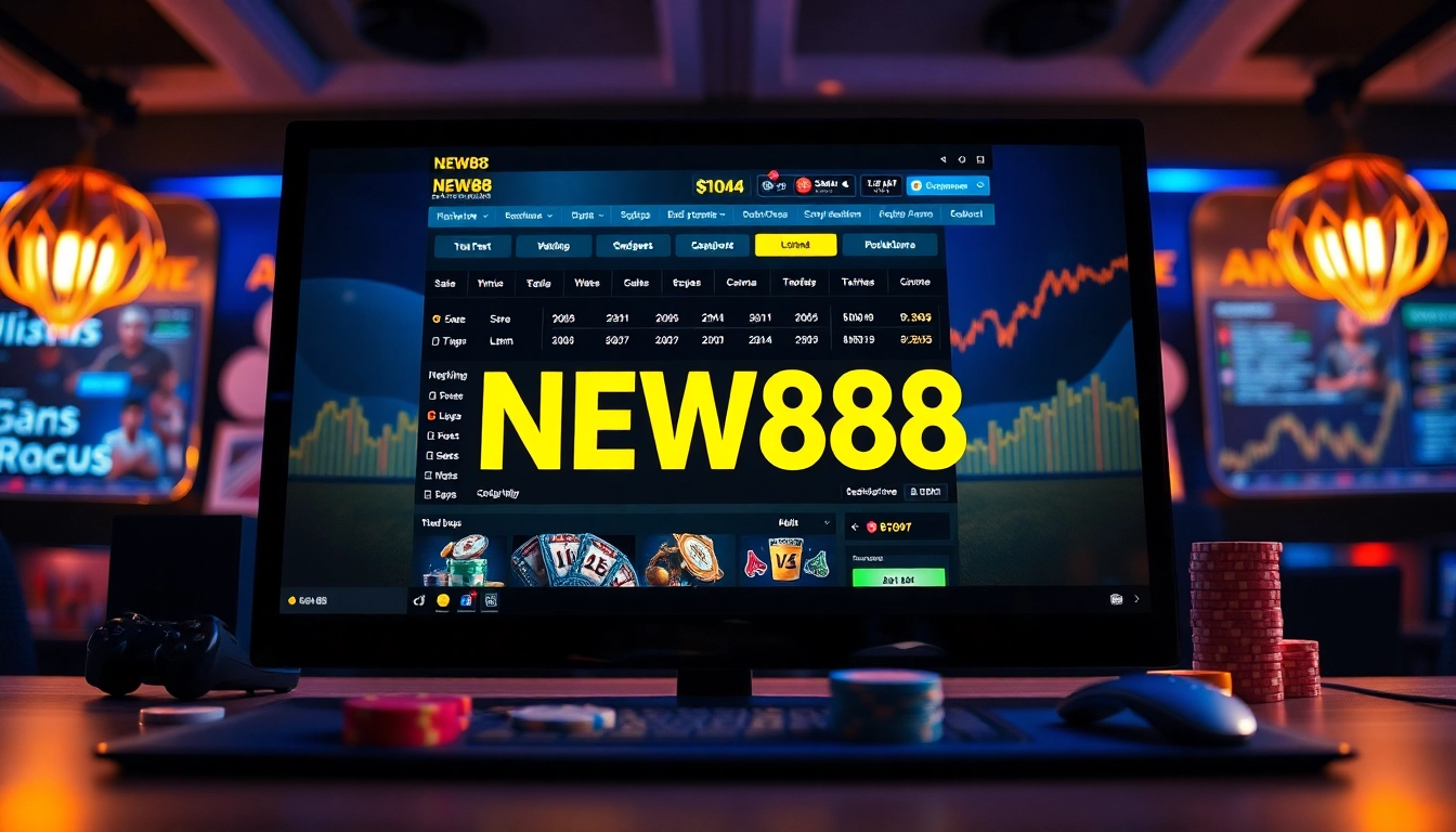 Exciting online gaming scene featuring new88go.com interface, highlighting casino and sports betting.