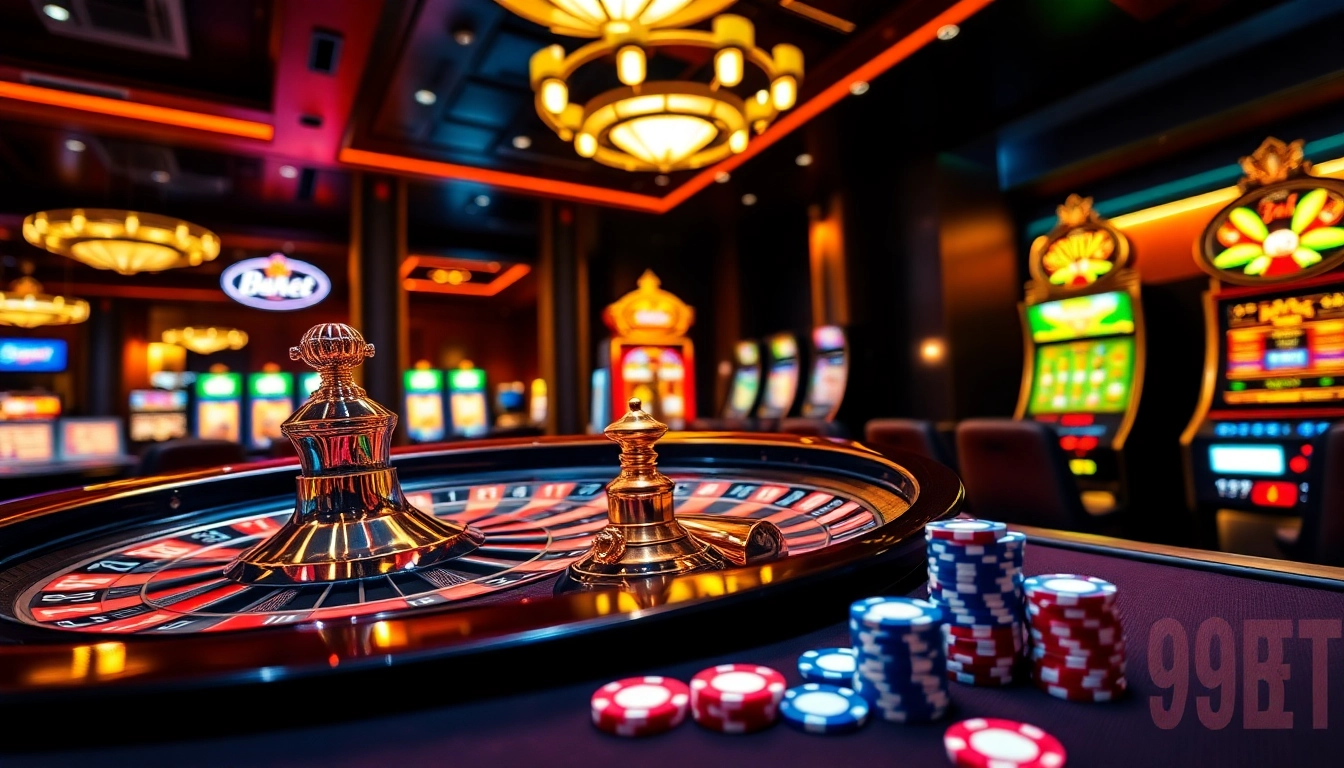 Experience excitement at 999bet with vibrant casino visuals featuring roulette, poker, and slots.