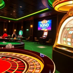 Experience the excitement of luck8 com with vibrant casino action featuring poker chips and roulette.
