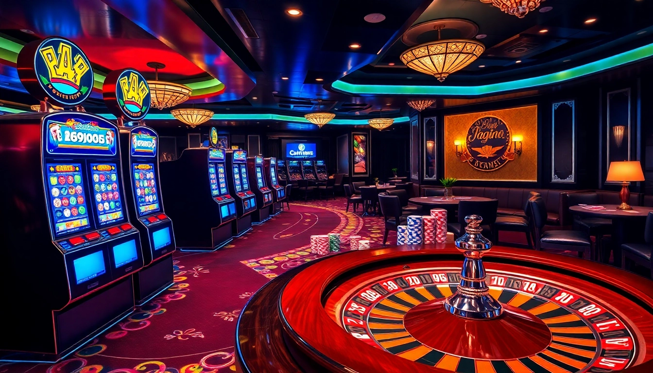 Experience thrilling gameplay at 222BD Casino with vibrant slot machines and poker tables.