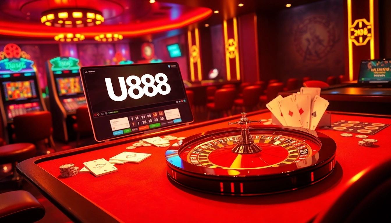 Experience thrilling online betting with U888 featuring high-stakes games, vibrant visuals, and rich casino elements.