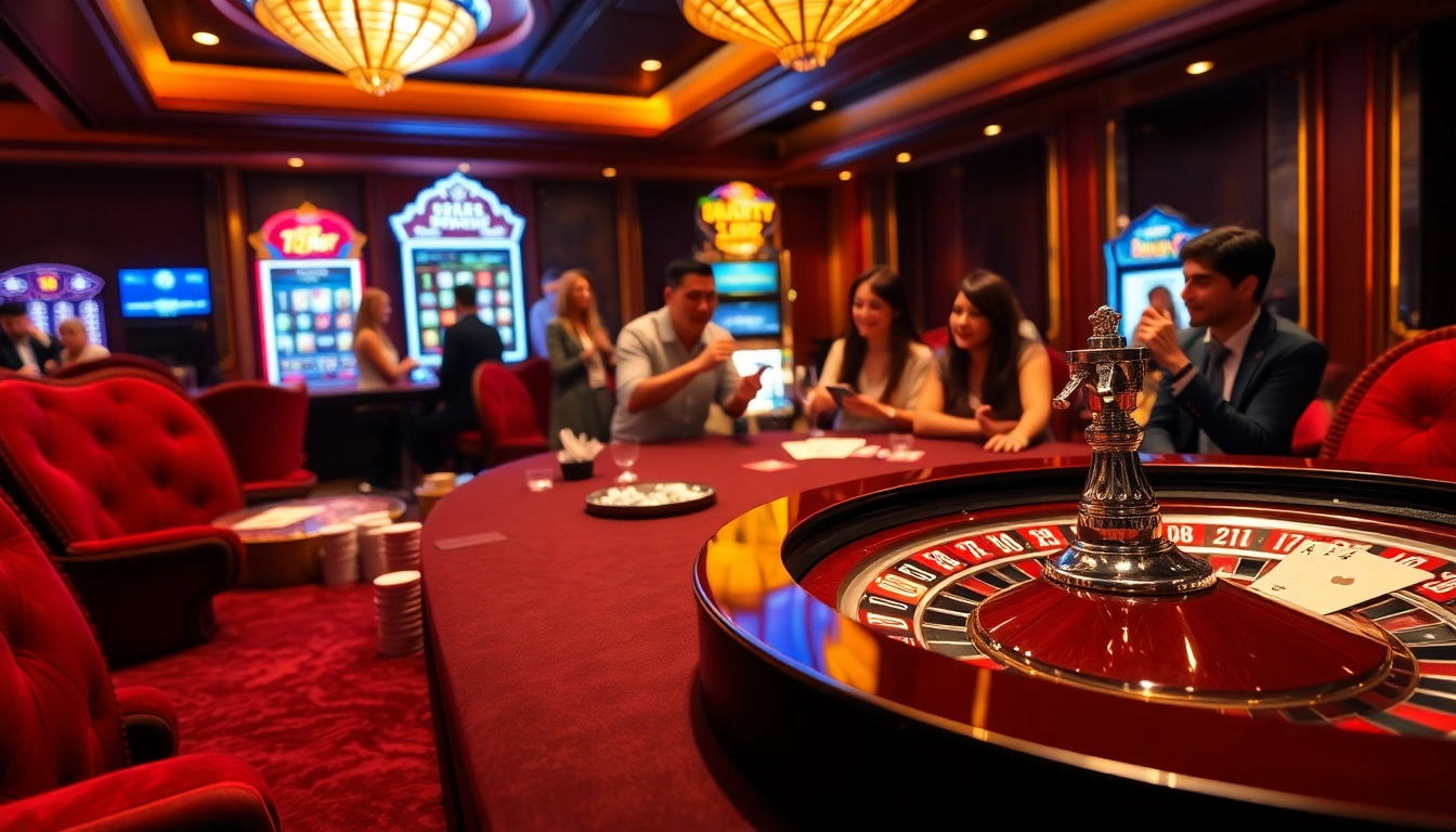 Experience the thrill of gambling at Tg88.com with luxury gaming tables and vibrant casino elements.