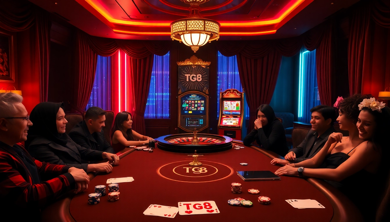 Experience thrilling gameplay at a TG88 poker table amidst luxury surroundings.