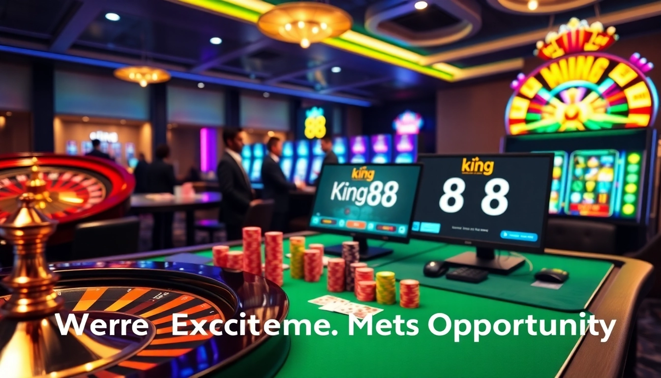 Engaging scene of King 88 online casino with players at the sleek gaming table.