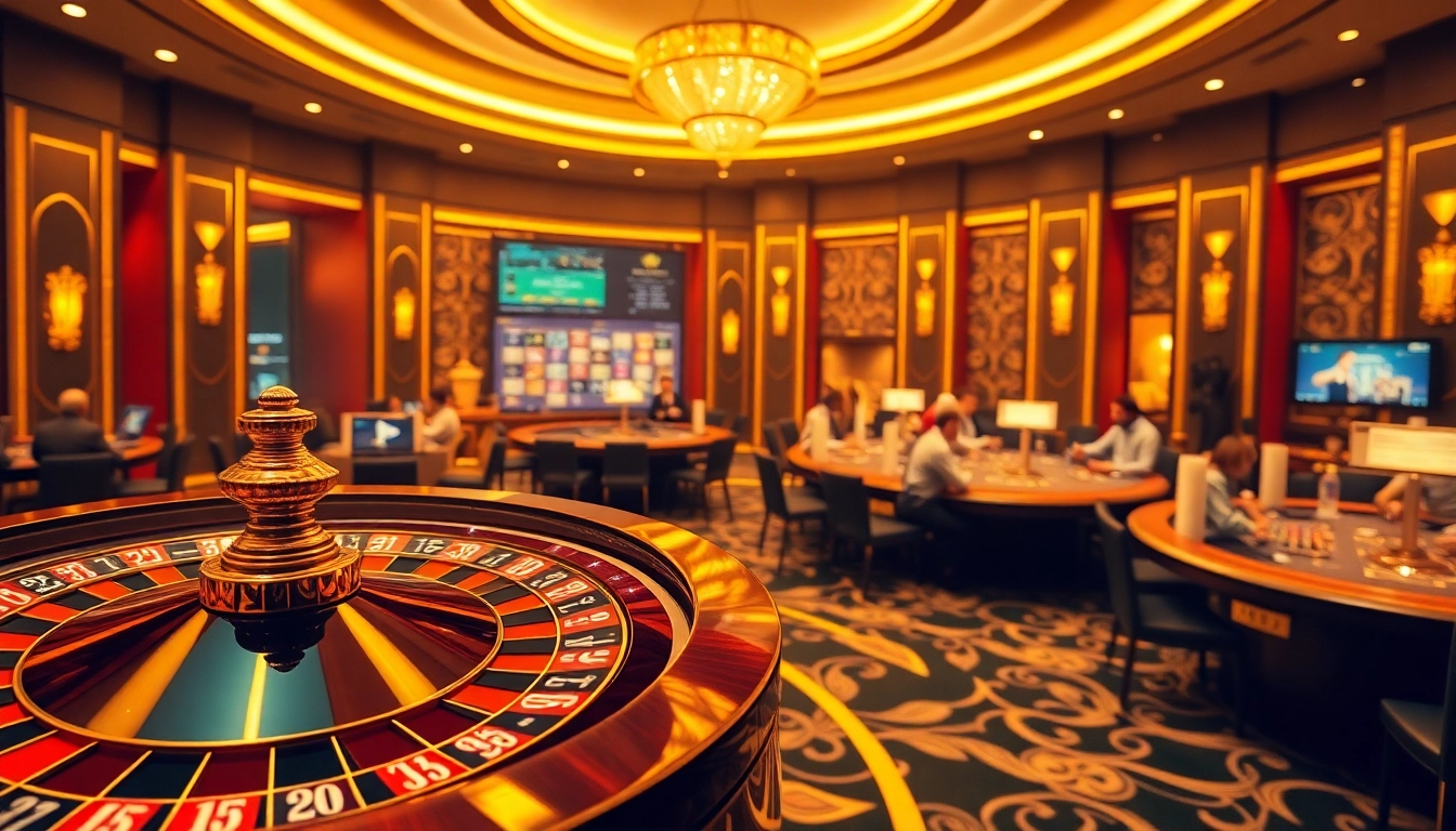 Players engaging in online betting at alo789 with vibrant casino elements.