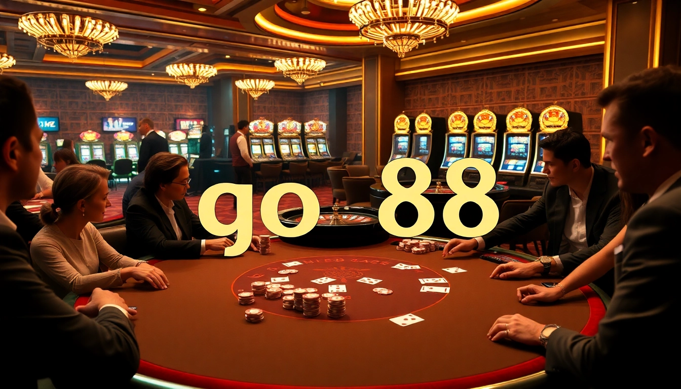 Experience the excitement of casino gaming with go 88 themed luxury poker chips and vibrant slot machines.