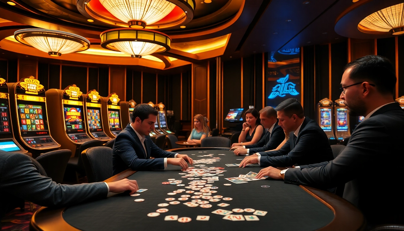 Experience an exciting EEJL gaming atmosphere at a luxurious casino table with poker chips and cards.