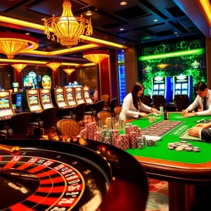 Experience the excitement of nhà cái BL555 with vibrant casino tables and thrilling gaming action.