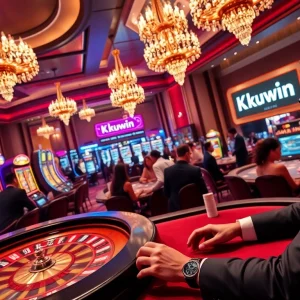 Kuwin players engaging at a vibrant casino table with luxurious decor and excitement.
