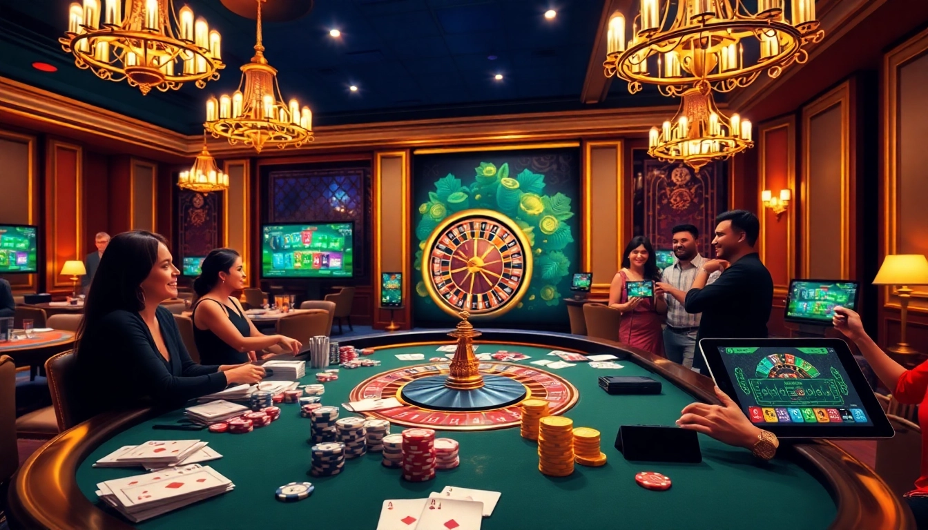 Experience the excitement of 33win with players engaging at a luxurious casino gaming table.