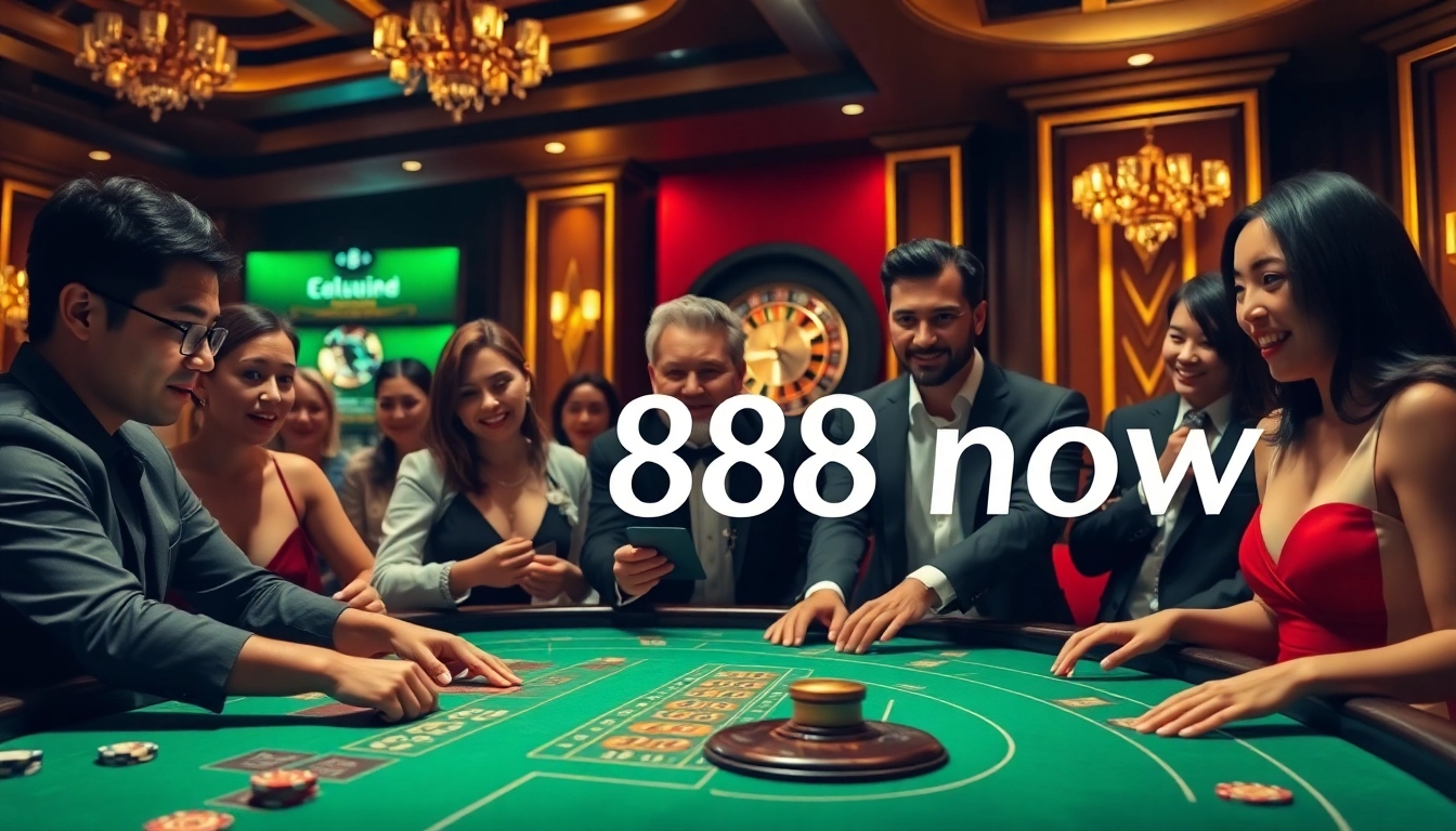 Engaging casino scene highlighting privacy with "chính sách bảo mật 888now" amidst a lively gaming atmosphere.