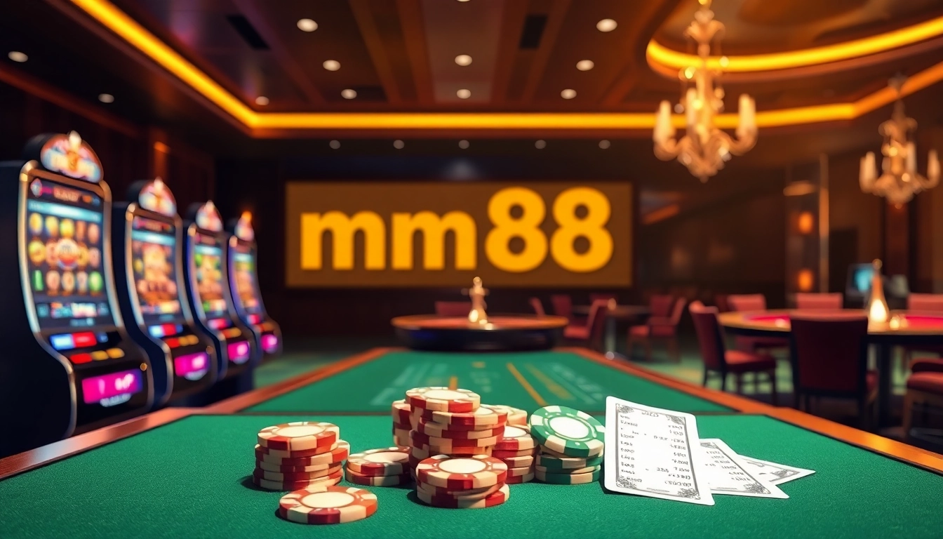 Experience the excitement of mm88 online casino with vibrant gaming tables and high-end slot machines.